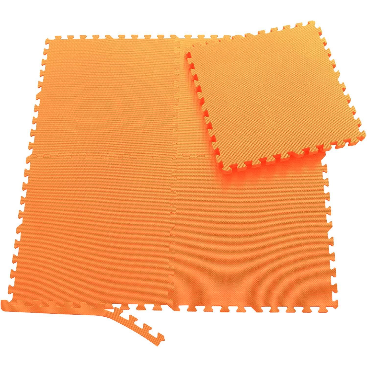 Sporttrend 24 Bodenschutzmatte 12 Schutzmatten + 24 Randstücke Orange,  Bodenschut, Schutzmatte Bodenschutzmatte Fitnessmatte Sportmatte  Trainingsmatte Yogamatte Übungsmatte Unterlegmatte Turnmatte Puzzlematte  Bodenmatte