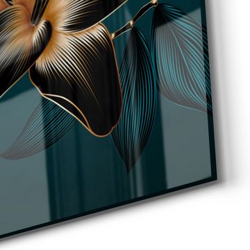 DEQORI Glasbild 'Hochwertige Liliengrafik', 'Hochwertige Liliengrafik', Glas Wandbild Bild schwebend modern