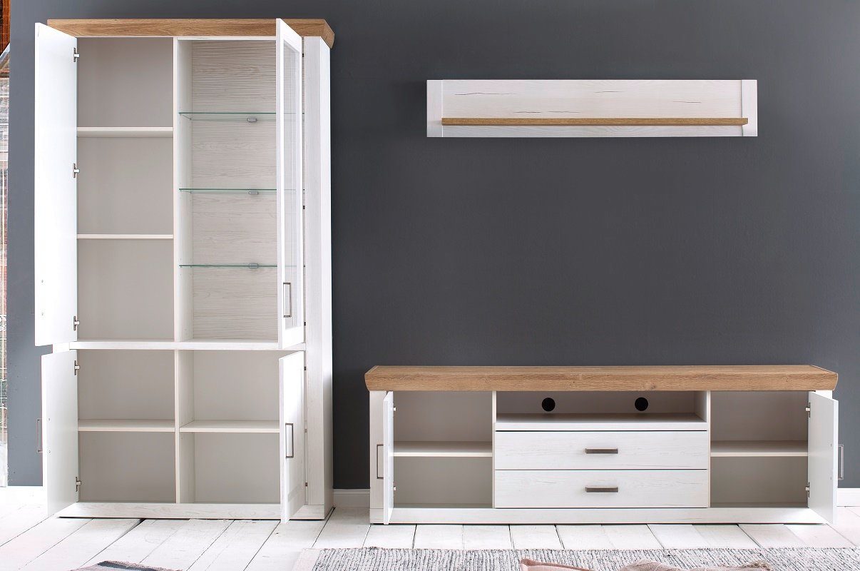 MCA furniture Wohnwand Wohnwand Anbauwand II Brixen, Landhaus modern, Pinie Aurelio / Grand, (3-St)