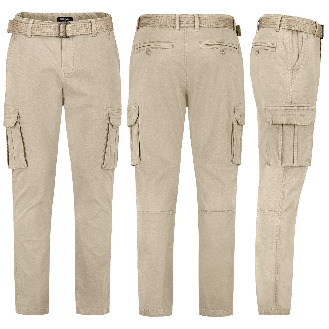 SUBLEVEL Cargohose Sublevel Herren Cargohose Regular Cargo Hose Freizeithose Regular Fit