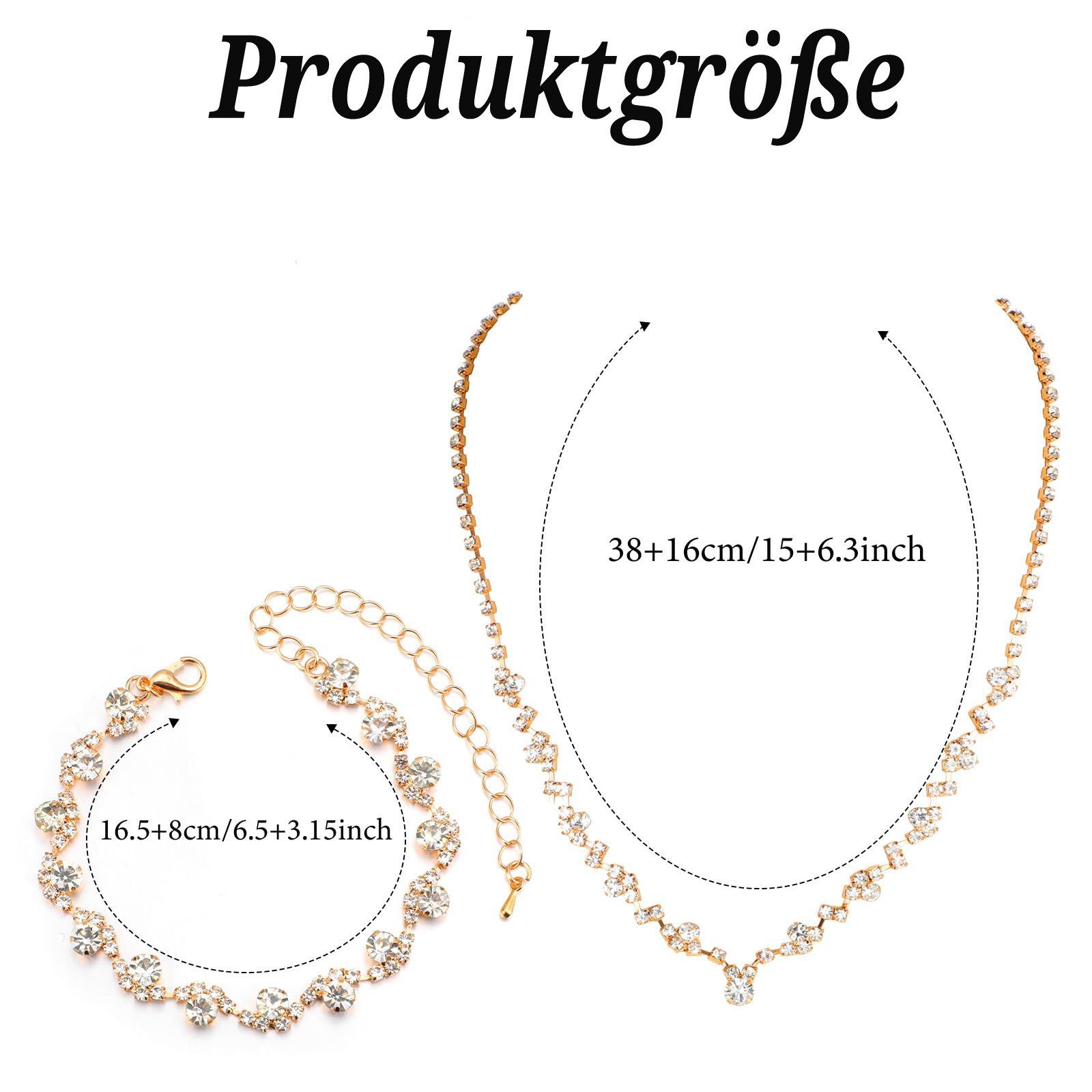 Zaewry Schmuckset Brautschmuck-Set: Wellenförmige Halskette und Armband, geeignet für Hochzeiten, Bälle und Partys