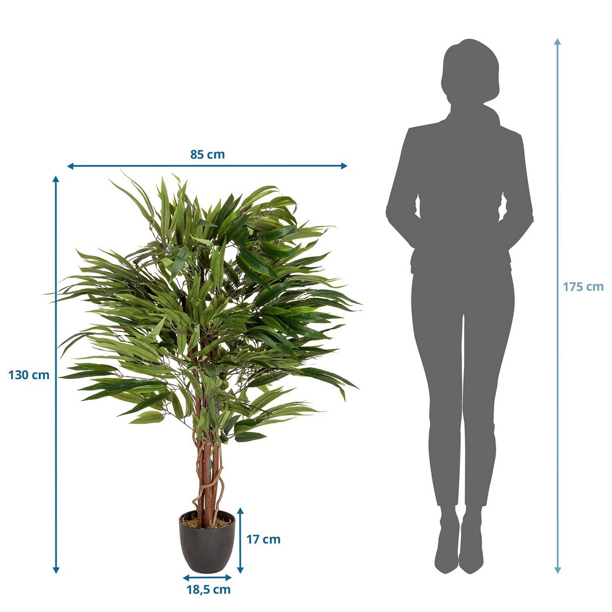 und Höhe Zimmerpflanze Deko Künstliche 130 innen- für bümö, außen Mango Pflanzen, cm, Kunstpflanze: