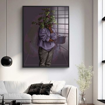 DOTCOMCANVAS® Acrylglasbild Purple Flower Head - Acrylglas, Acrylglasbild Purple Flower Head schwarz lila Wandbild Kunstdruck