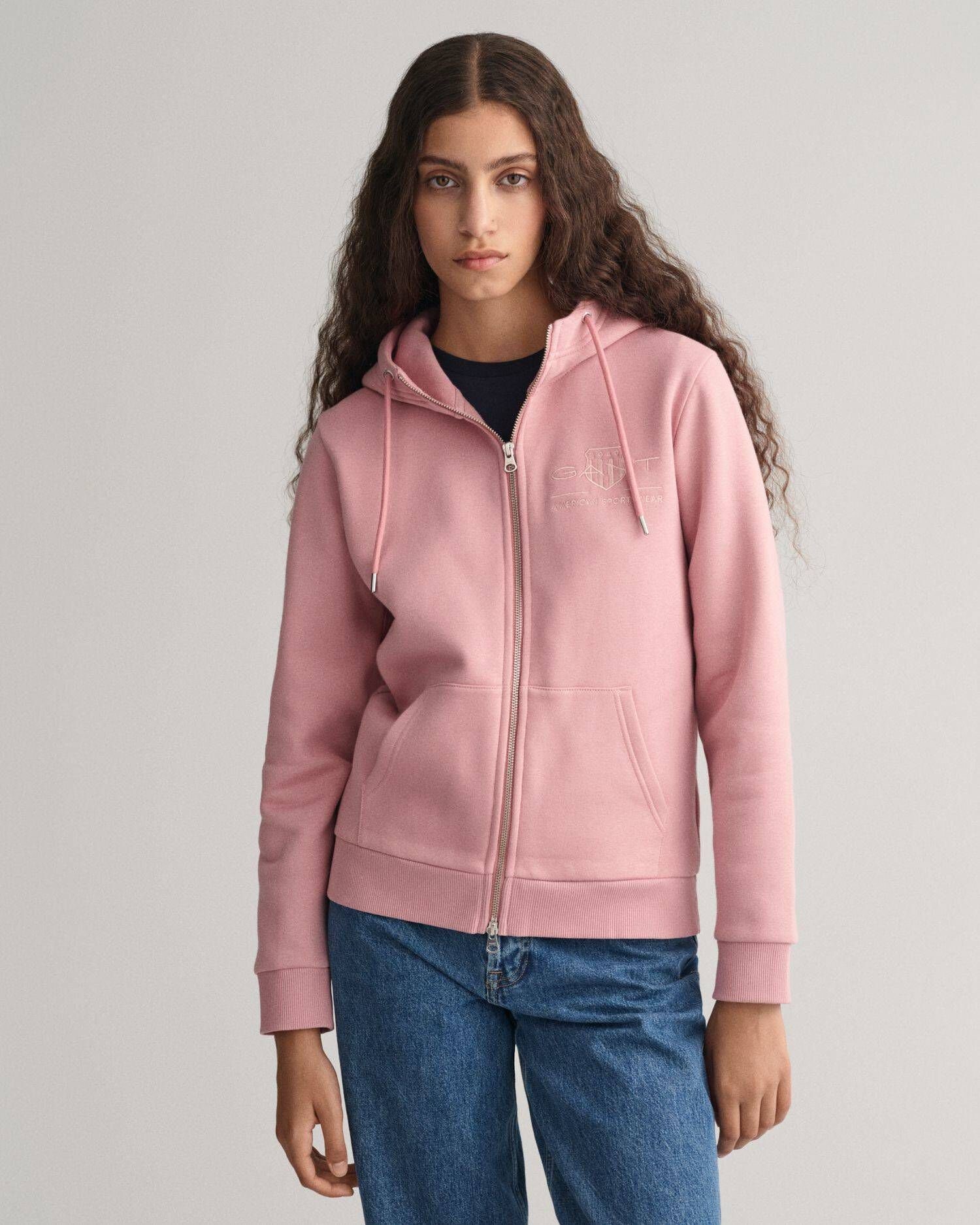 Damen (70) Sweatjacke (1-tlg) Gant rose Sweatjacke