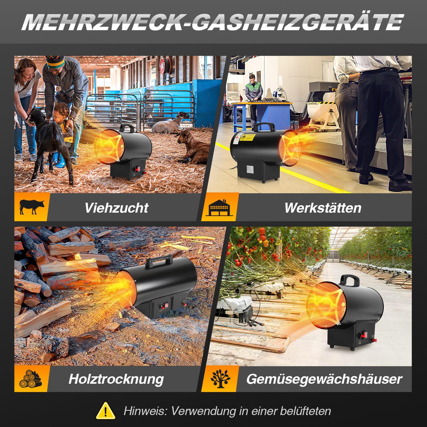Clanmacy Heizlüfter 30KW Gasheizgebläse Gasheizer Heizgerät günstig online kaufen