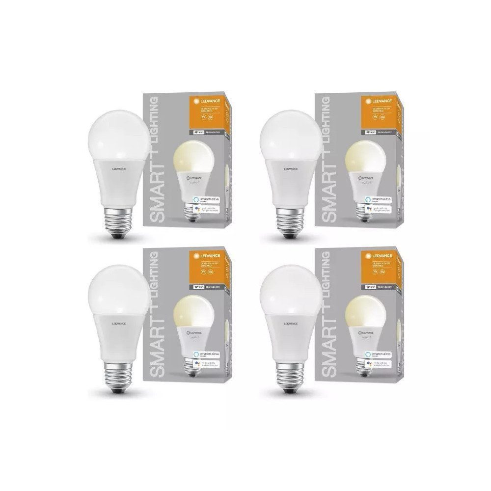 Ledvance LED-Leuchtmittel 4X SMART LED Lampe E27, E27, 4 St., Warmweiß, Leuchtmittel dimmbar Warmweiß Glühbirne