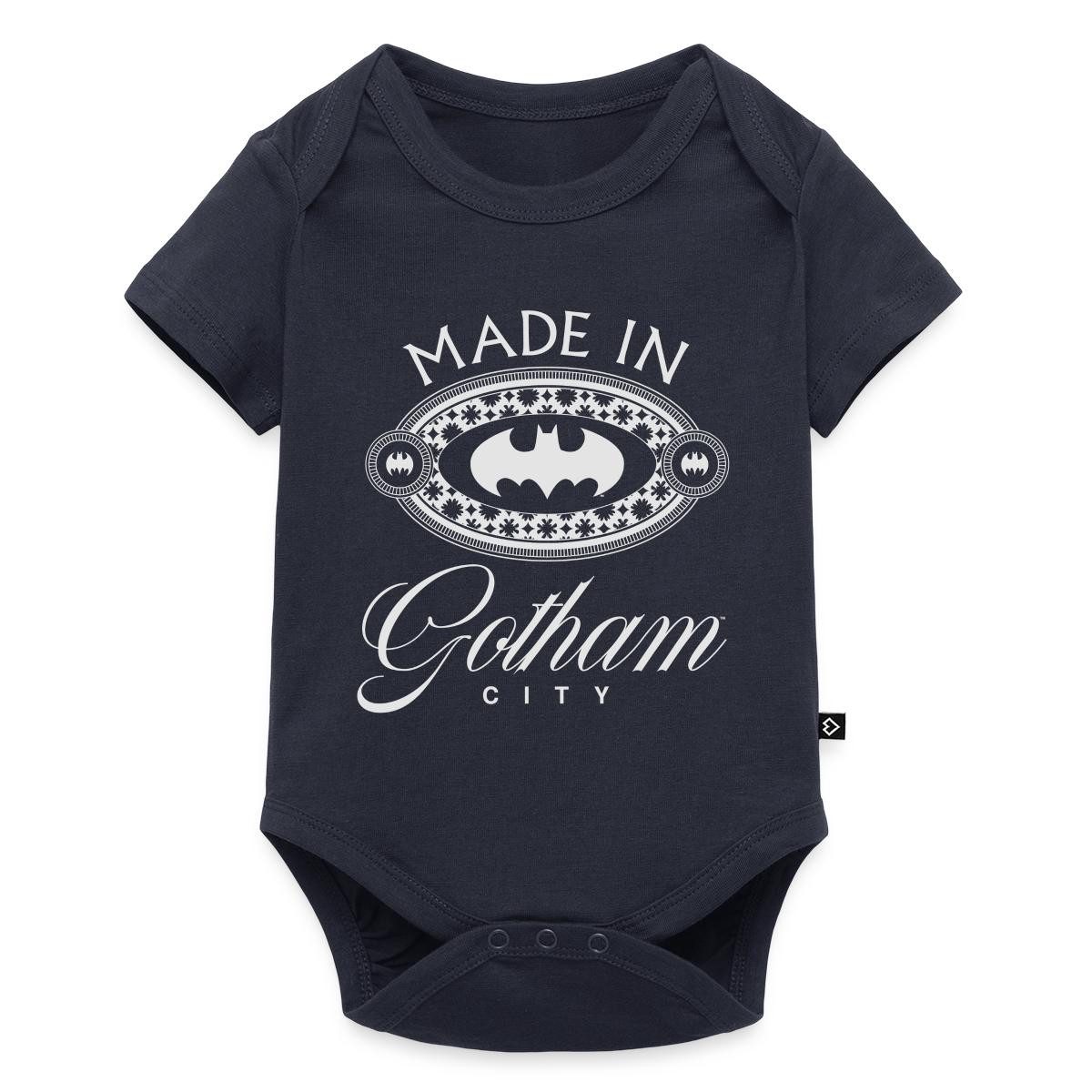 Spreadshirt Kurzarmbody Batman Made In Gotham City Logo Kurzarm Tages Baby Body (1-tlg)