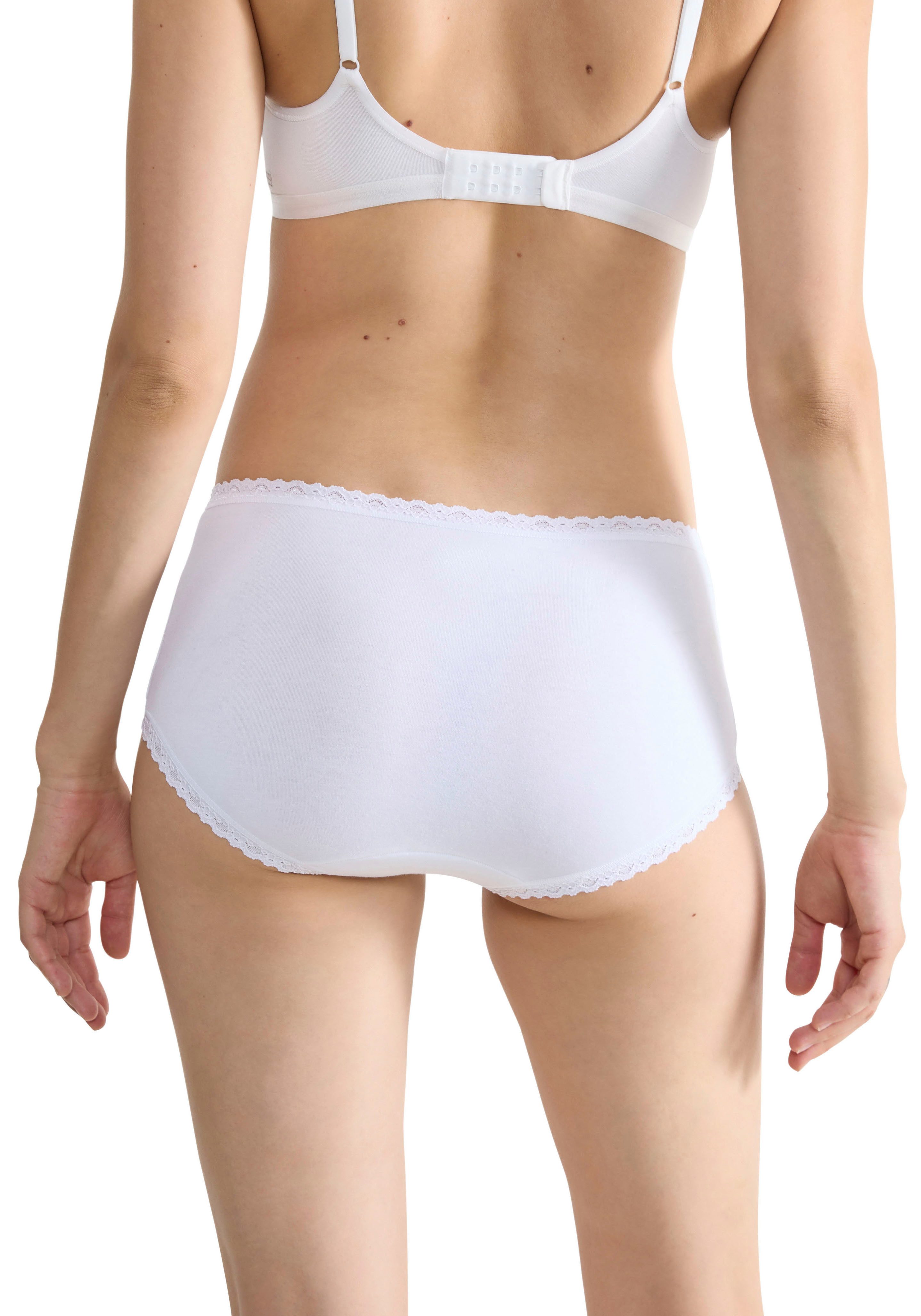 sloggi Midislip 24/7 Cotton Lace (3er Pack) mit zarter Spitze, Baumwollmischung. blickdicht, hüftiger Schnitt