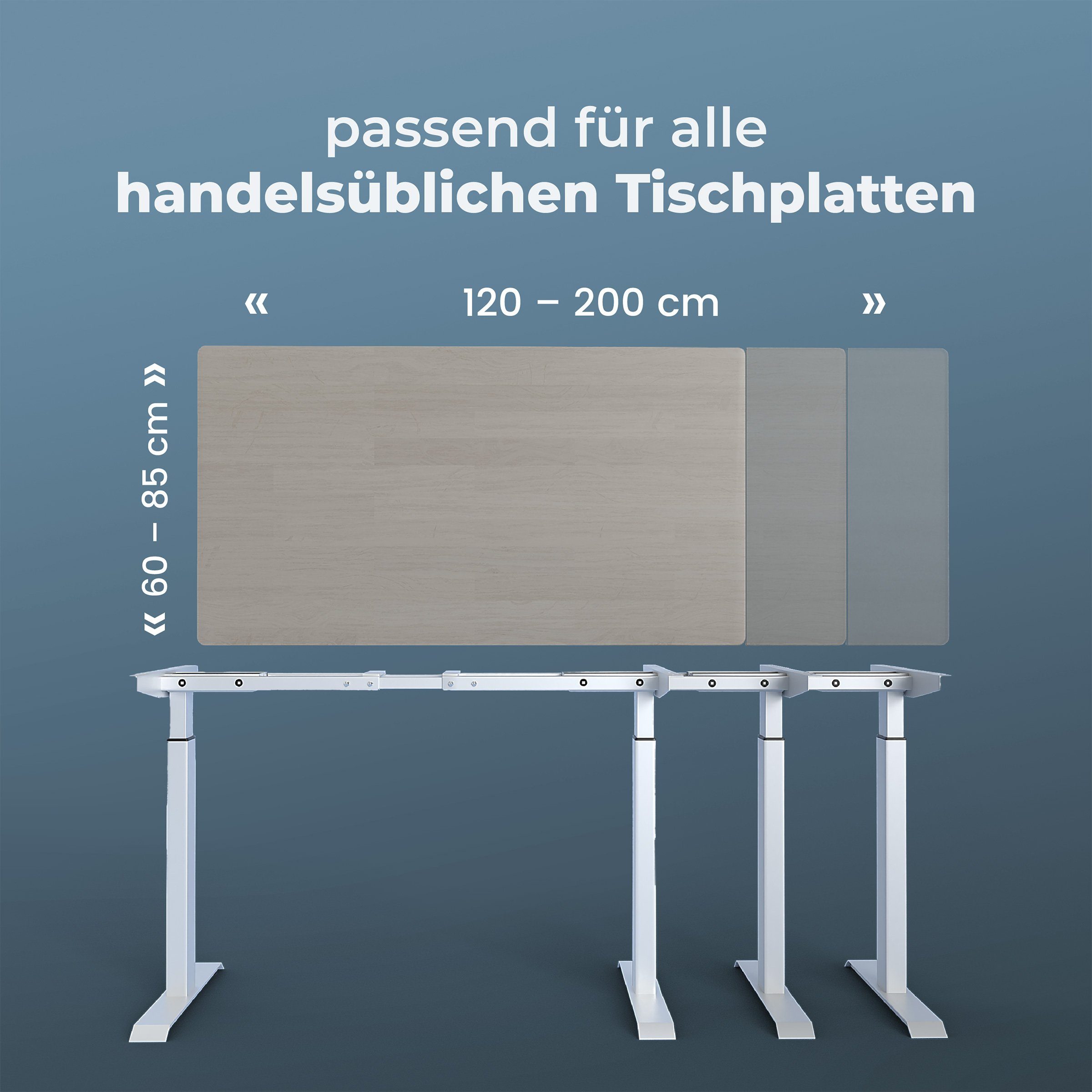 Weiß Motor Elektrisch - Höhenverstellbar Schreibtisch Dual Tischgestell Bürotisch mit mit Gestell VESKA Memoryfunktion Rahmen