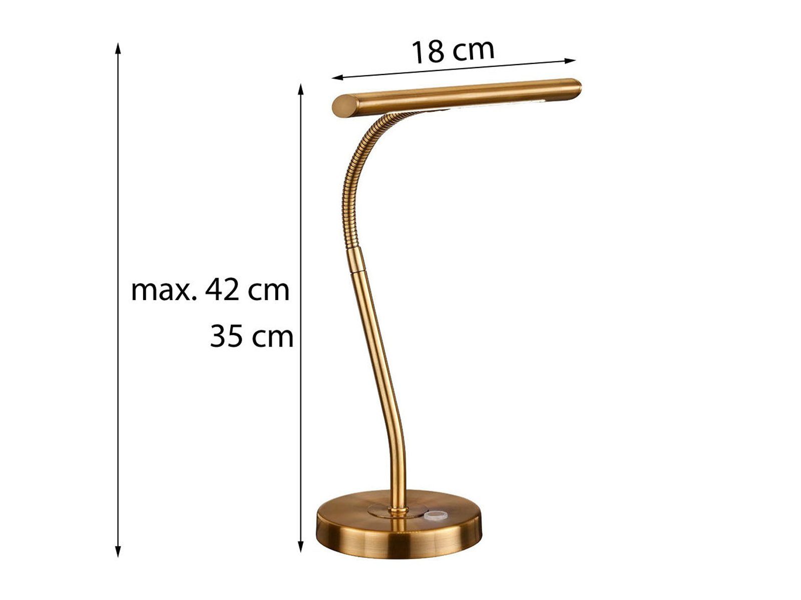 TRIO Leuchten LED Schreibtischlampe, Dimmer, LED fest integriert, Warmweiß, Arbeitsplatzleuchte für Bürobeleuchtung, Leselampe gold-en, Höhe 35cm