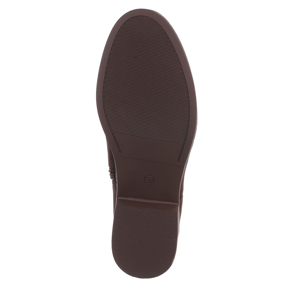 Ital-Design Damen Stiefelette mit elegantem Design und hohem Komfort Sommerboots (91154459) Blockabsatz Flache Stiefeletten in Braun