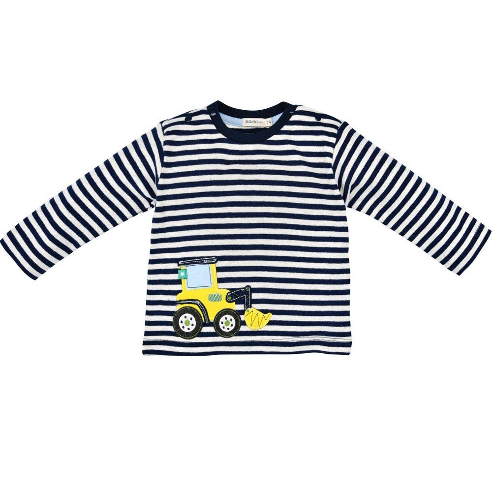 BONDI Langarmshirt Baby Jungen Pullover "Bagger" geringelt 93650, Blau Natur (1-tlg)