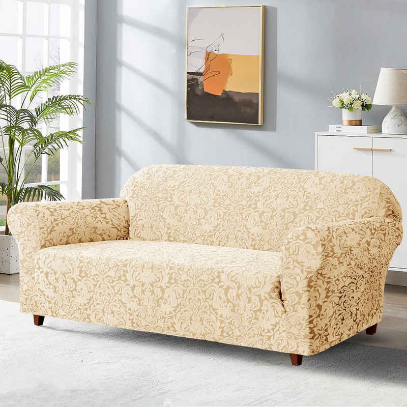 Sofahusse 2/3/4 Sitzer Subrtex Damast Stretch Sofabezug, SUBRTEX, mit klassischen und prächtigen Blumenmustern
