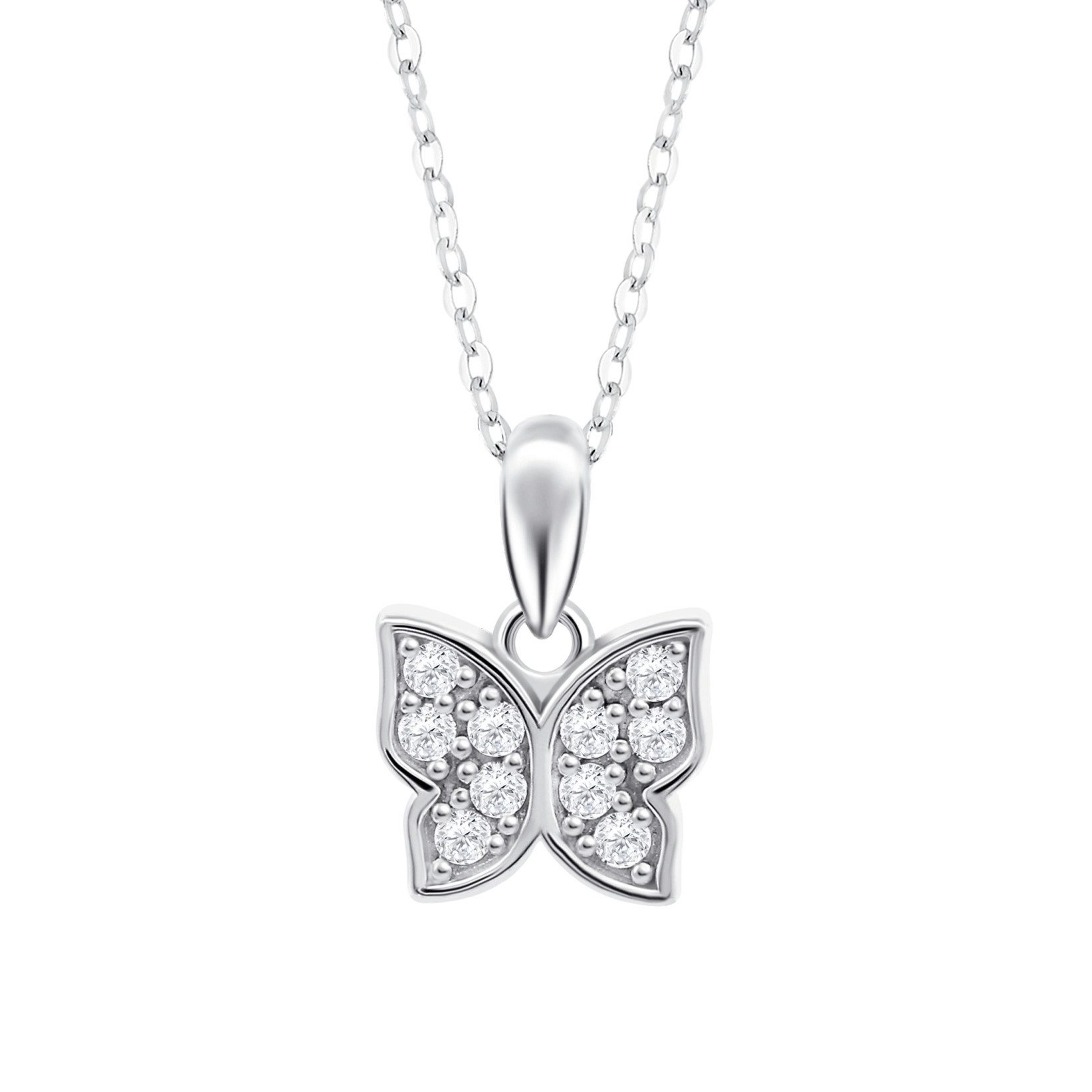Lotus Kette mit Anhänger Damen Halskette LP3051-1/1 Silber Schmetterling Zirkonia 42+3 cm