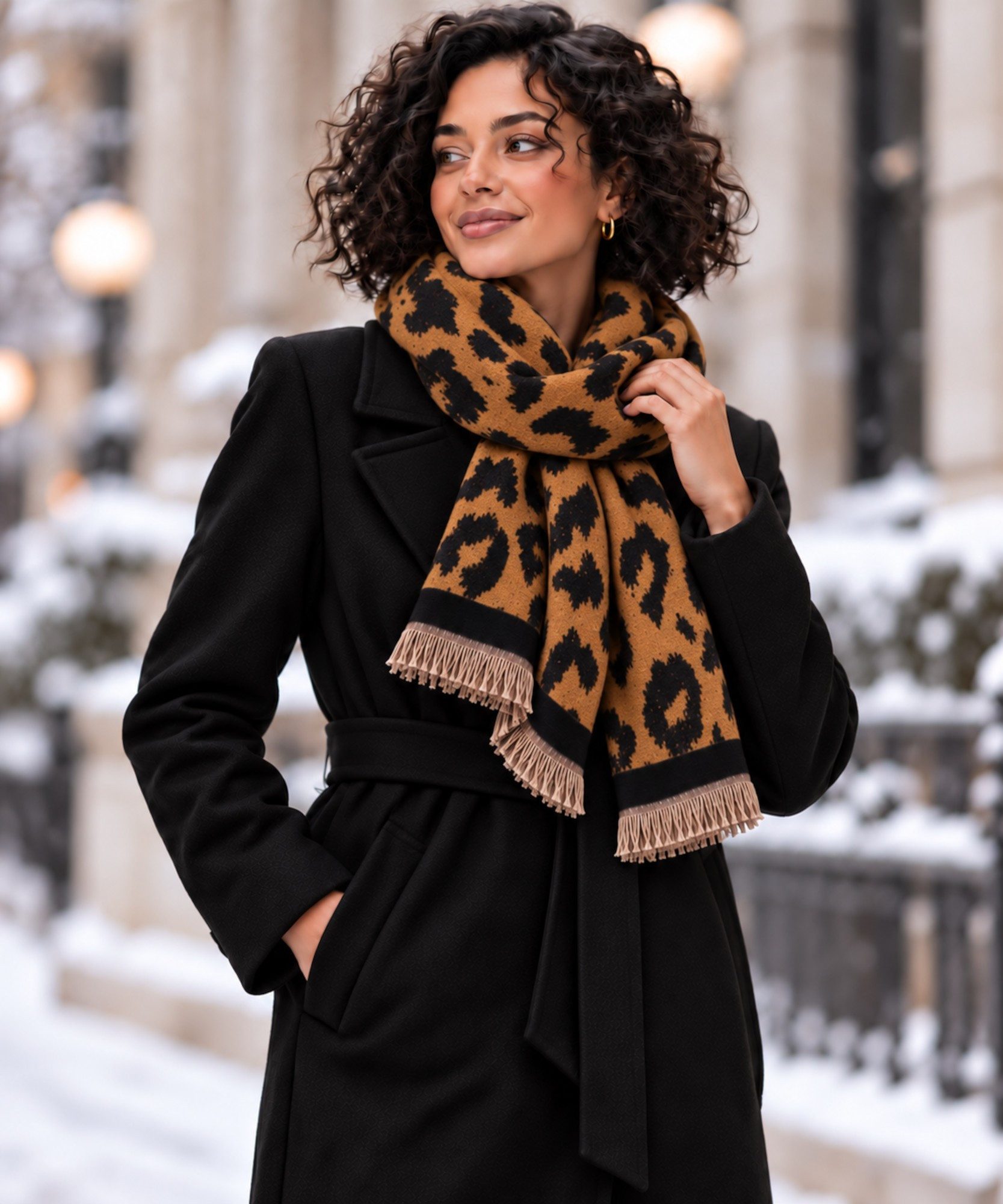 Ella Jonte Modeschal, Damen Winterschal mit Leopardenmuster – weich & stilvoll