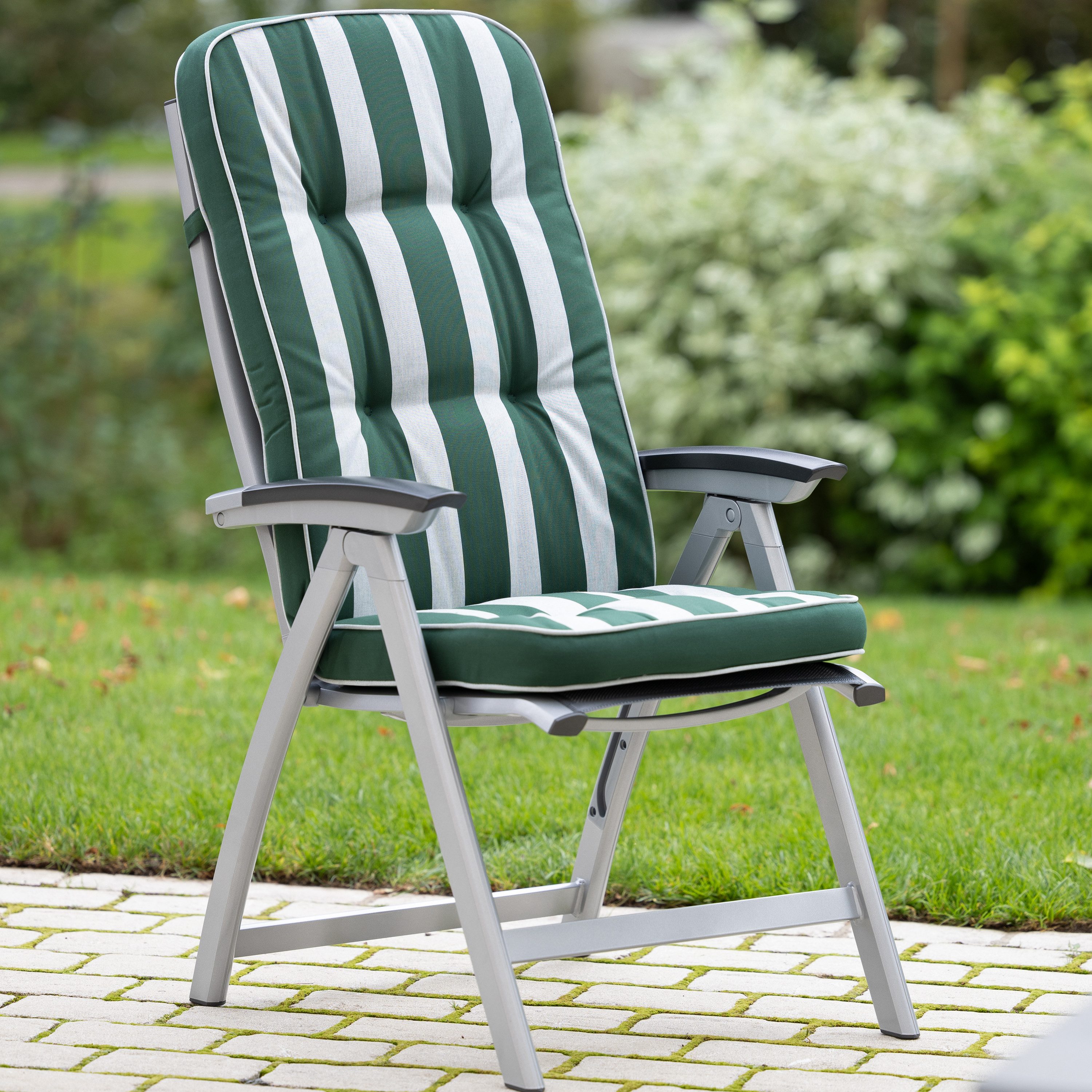 Herlag Hochlehnerauflage Tilly, (1 St), Gartenmöbelauflage 123x50x7cm Blockstreifen Grün-Gestreift