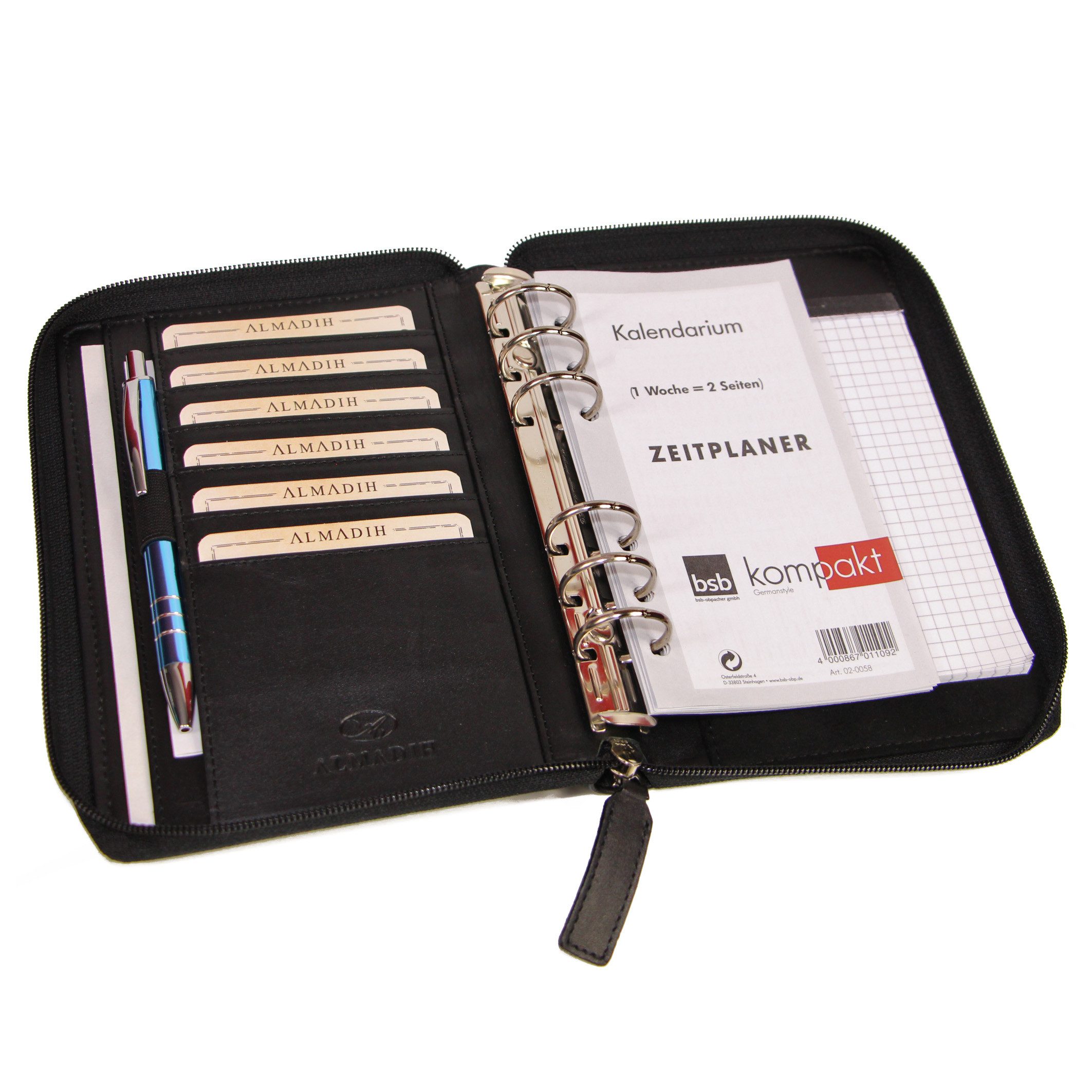 ALMADIH Konferenzmappe Ledermappe A6 Organizer Leder Terminplaner 2026 braun, schwarz