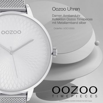 OOZOO Quarzuhr Oozoo Unisex Armbanduhr Timepieces Analog, Damen, Herrenuhr rund, extra groß (48mm) Metallarmband silber, Fashion