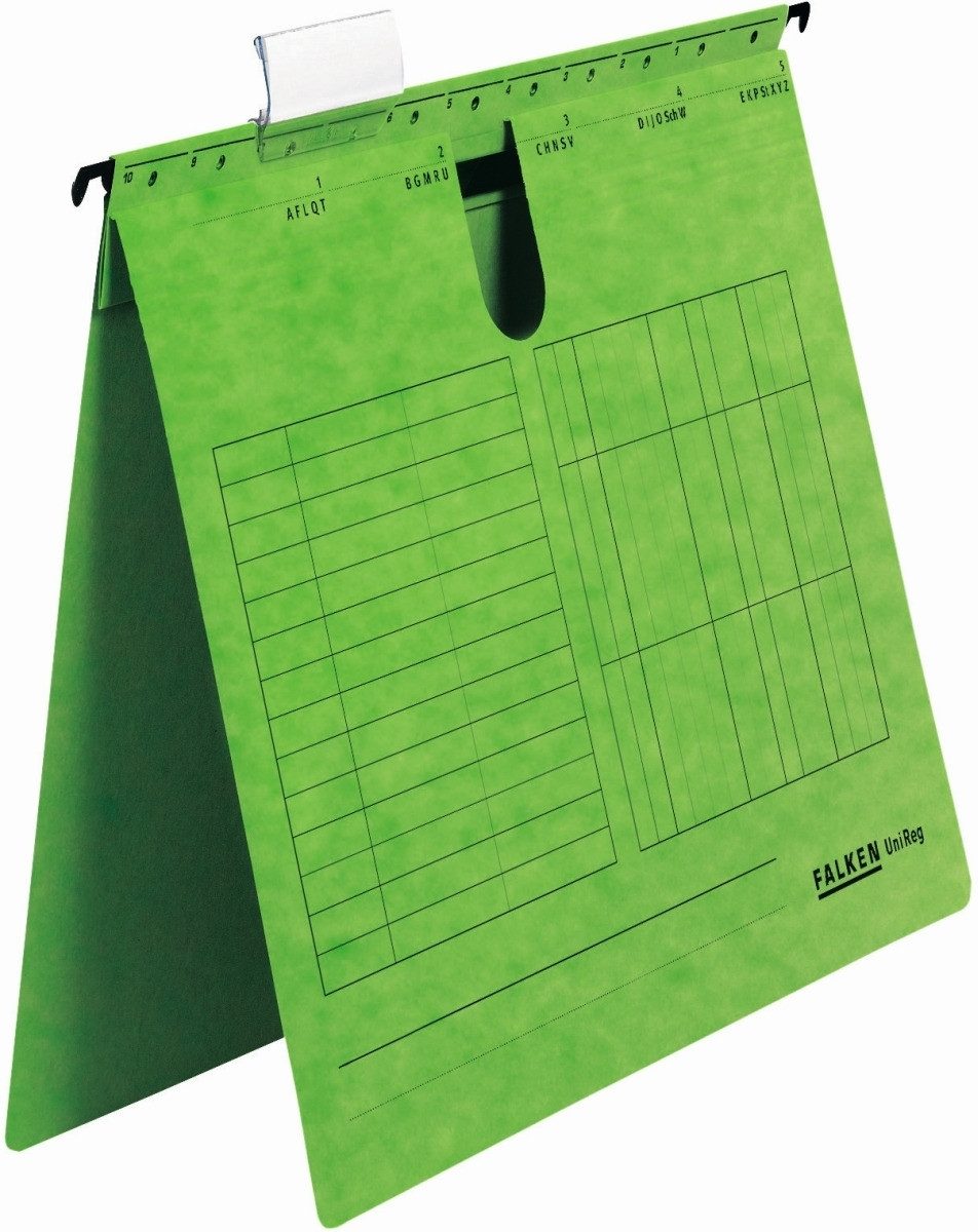 Falken Hefter Hängehefter UniReg Kraftkarton 230g/qm kaufm. Heftung grün VE=5 Stück
