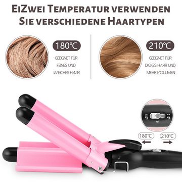 LETGOSPT Lockenstab 3 Fässer Lockenwickler 25mm, Beach Waves Schnelle, Mit 2 Temperatur, Keramik-Beschichtung, für Lange/kurze Haare mit Einstellbarer Temperatur