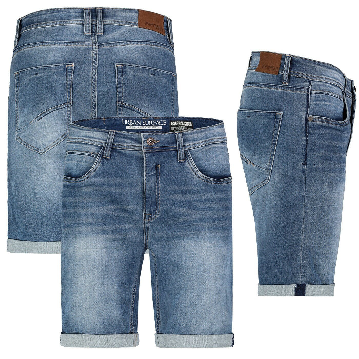 Herren Freizeit Middle Urban Bermuda Jeans Surface Bermudas Denim Blue kurze Shorts Hose Jogging Sweat