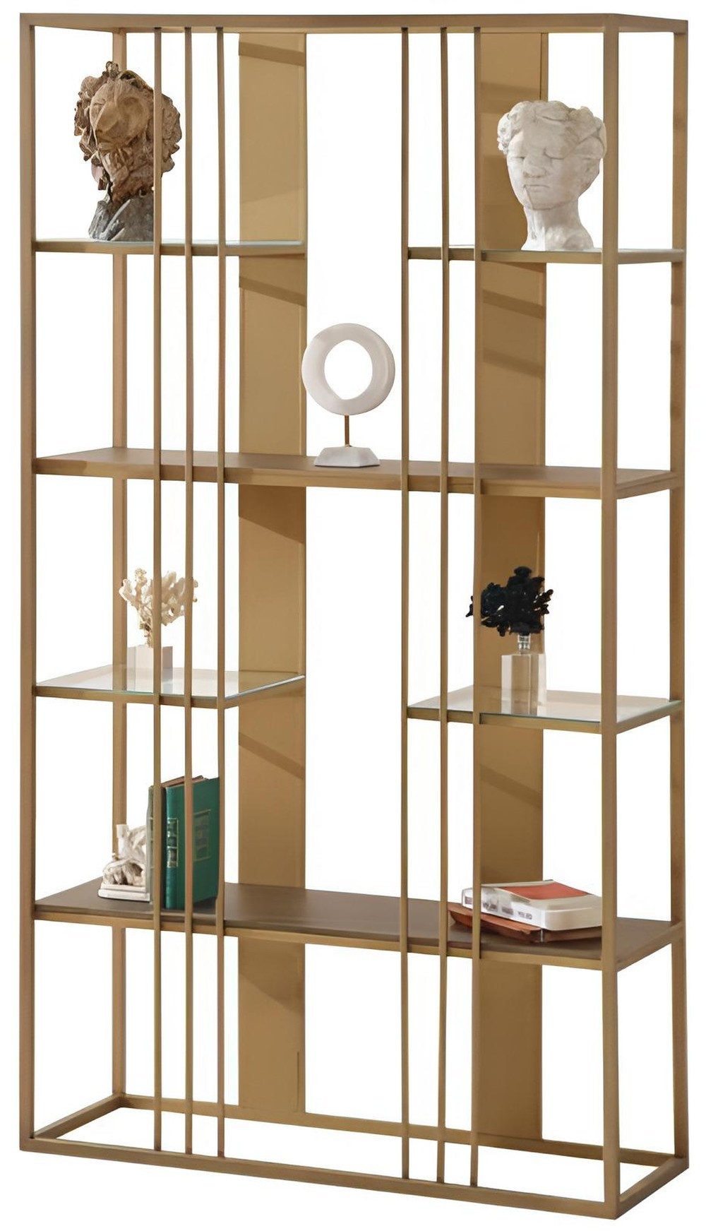 JVmoebel Bücherregal JVMoebel Bücherregal mit goldfarbenem Metallrahmen und Glasböden, 1-tlg., Made in Europa
