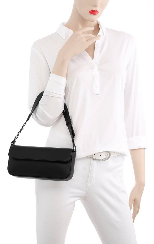 HUGO Schultertasche Mel Long Sh. Bag, in dezentem Stil, Feine Oberfläche  aus glattem Kunstleder in Schwarz für einen relaxten Charakter
