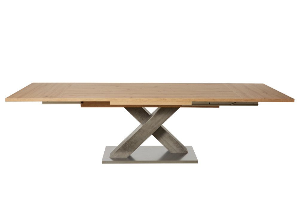 riess-ambiente Esstisch MONTREAL 180-280cm natur/grau - Eiche-Design, ausziehbar, X-Gestell (Einzelartikel, 1-St), Industrial Look für Esszimmer & Konferenzraum – ideal bis 12 Personen