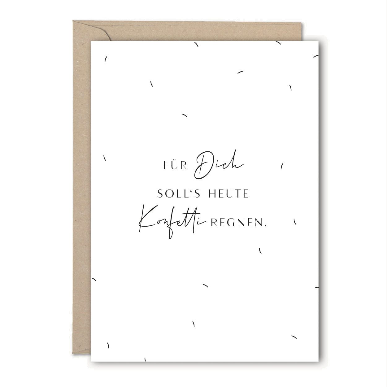 Geburtstagskarte "Für Dich soll's Konfetti regnen.", 3 Stk. Spruchkarte & Briefumschlag