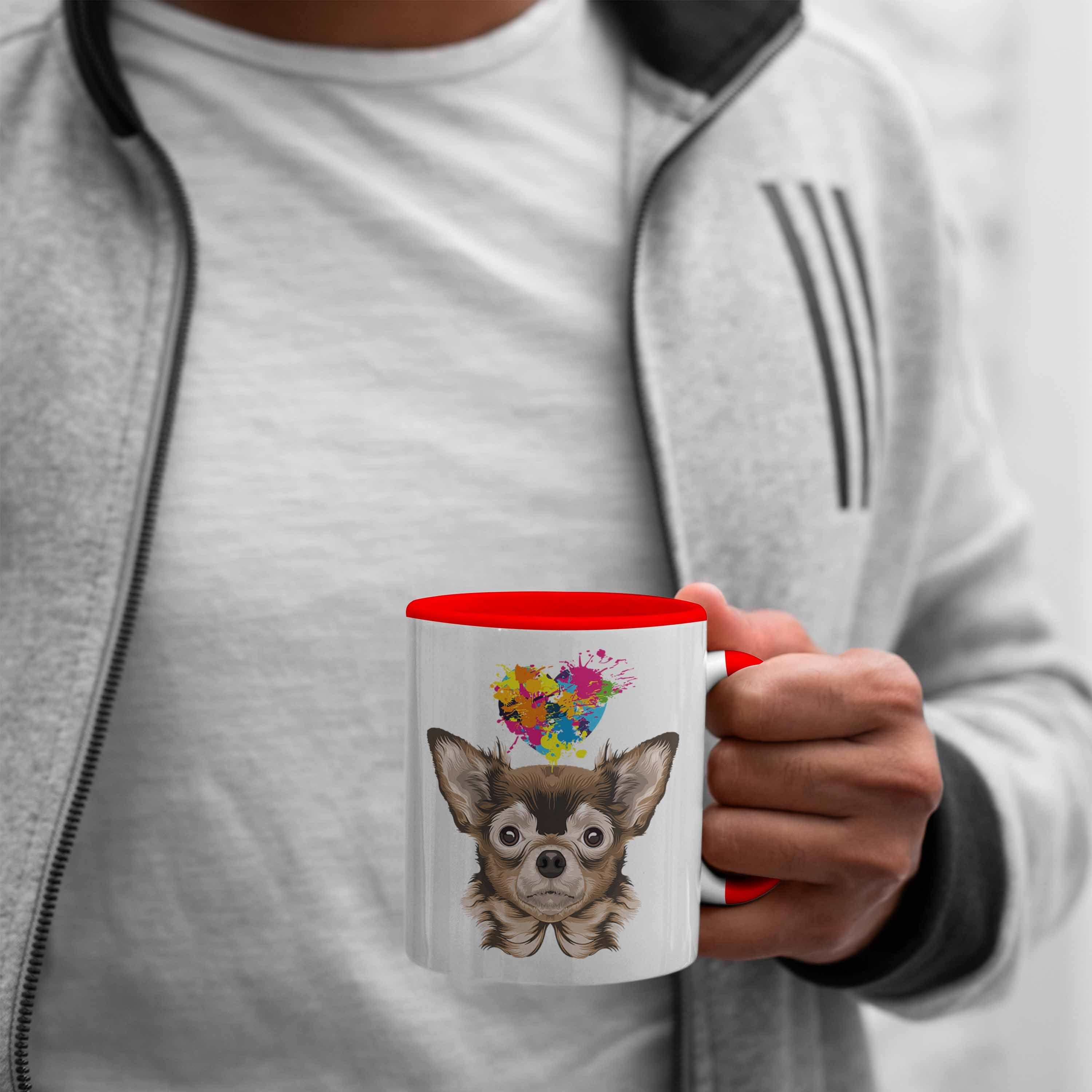 Chihuhahua Trendation Tasse Tasse Her Geschenkidee Kaffee-Becher Mama Besitzer Rot Frauchen