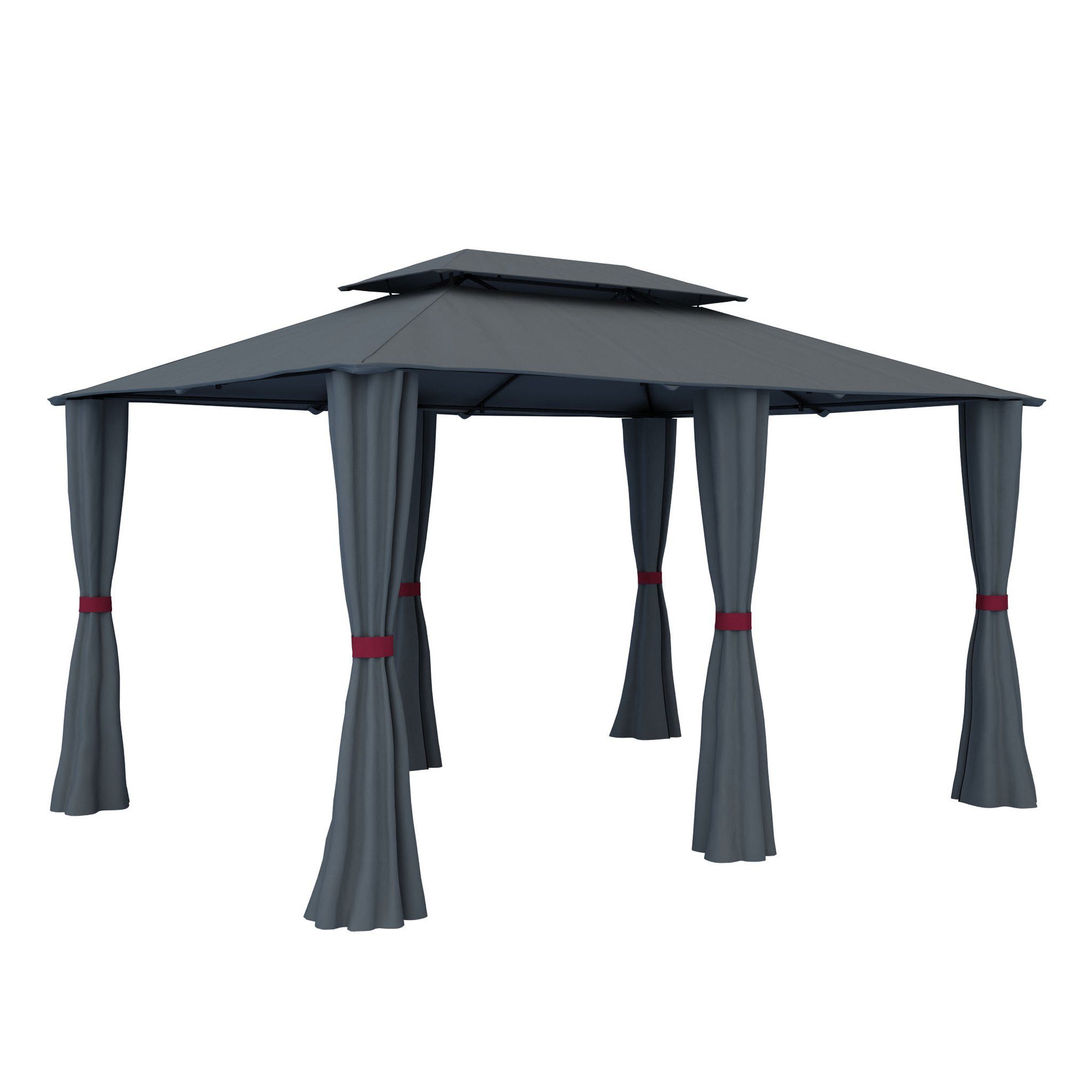 paramondo Pavillon Gartenpavillon 4x3m mit Seitenwänden Pavillon Outdoor Anthrazit, Werkzeugloser Aufbau, Doppeldach, Seitenwände inklusive