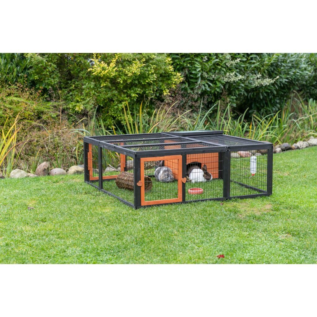 TRIXIE Freigehege Freilaufgehege mit Abdeckung - schwarz/braun - 150 × 53 × 150 cm