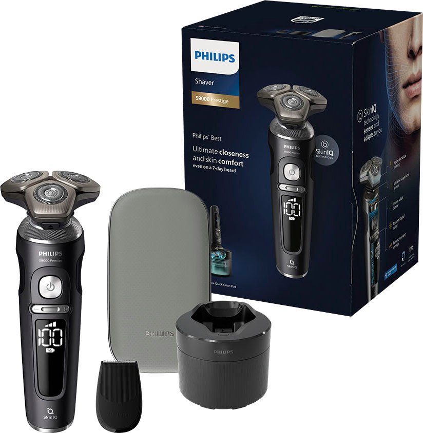 Philips Elektrorasierer Series 9000 Prestige SP9840/32, Reinigungsstation, Aufsätze: 1, Etui, mit SkinIQ Technologie | Trimmer