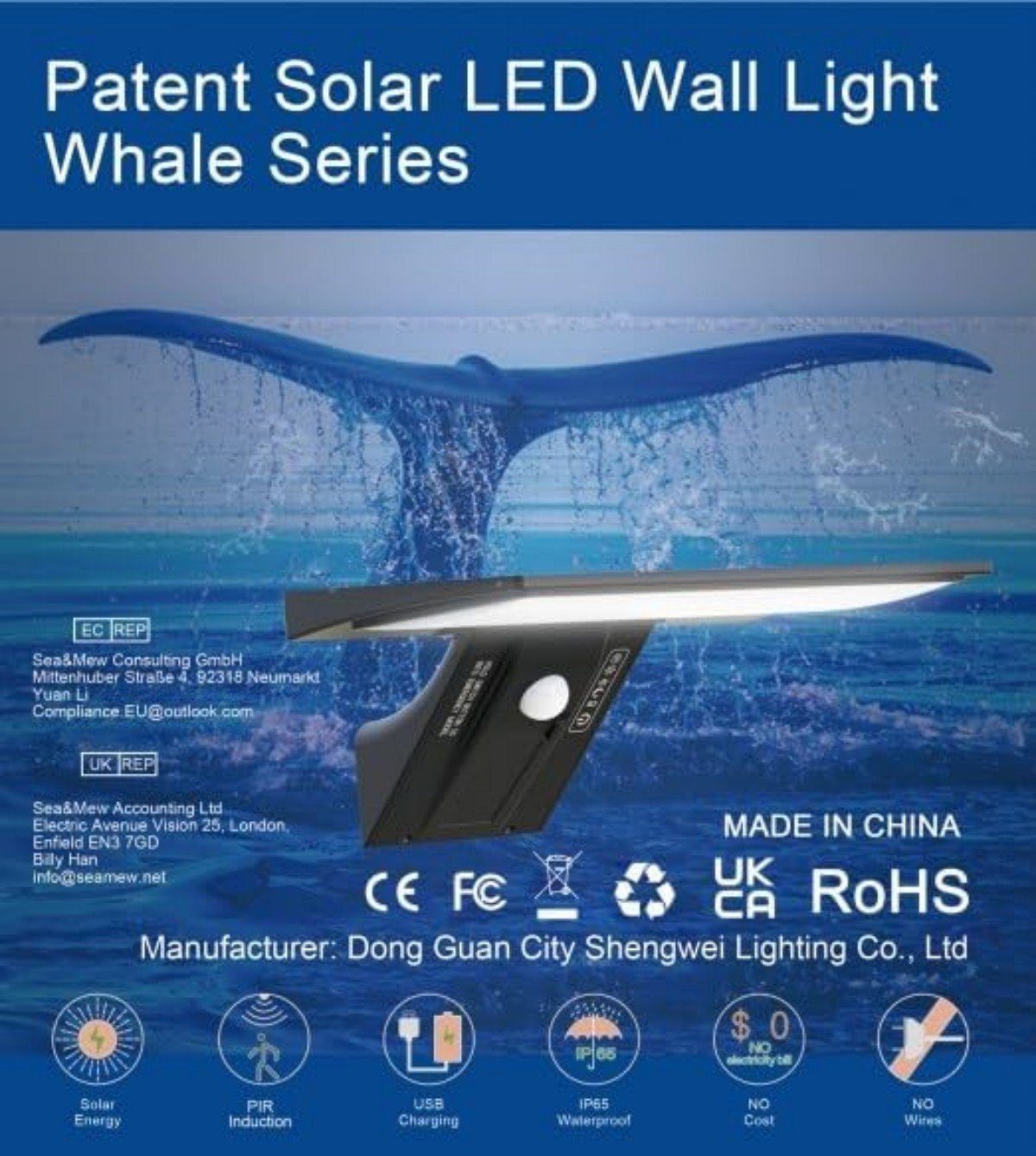 integriert Modi, Solarlampen für Bewegungsmelder, fest Außen, 3 mit Wandleuchte LED DOPWii
