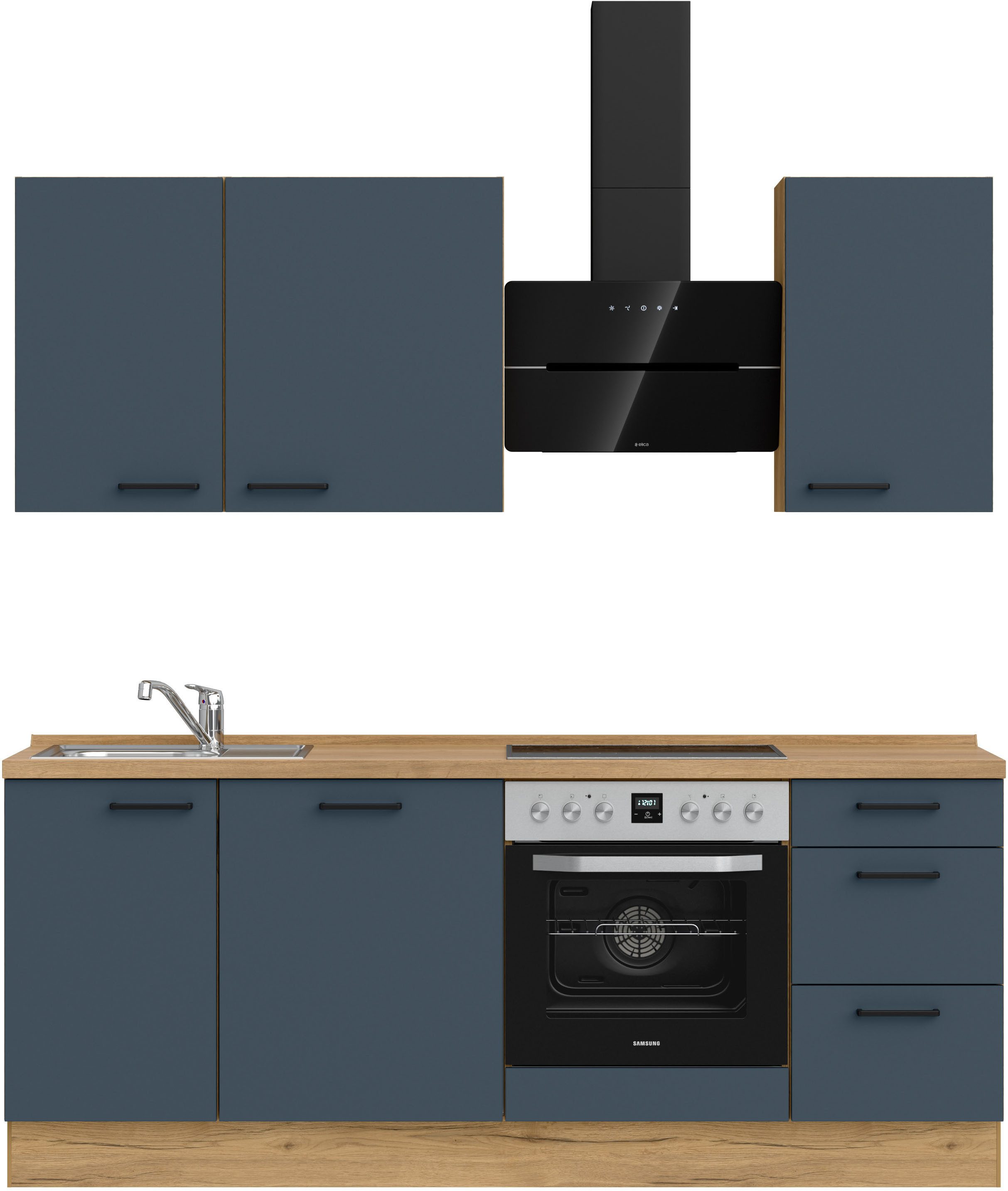 nobilia® Кухниzeile "Easytouch II", vormontiert, Ausrichtung wählbar, Breite 210 cm, wahlw. mit E-Geräten