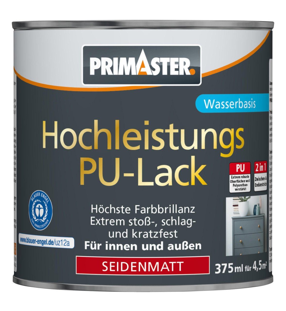 Primaster Acryl-Buntlack Hochleistungs-PU-Lack RAL 9005 ml 375 Primaster