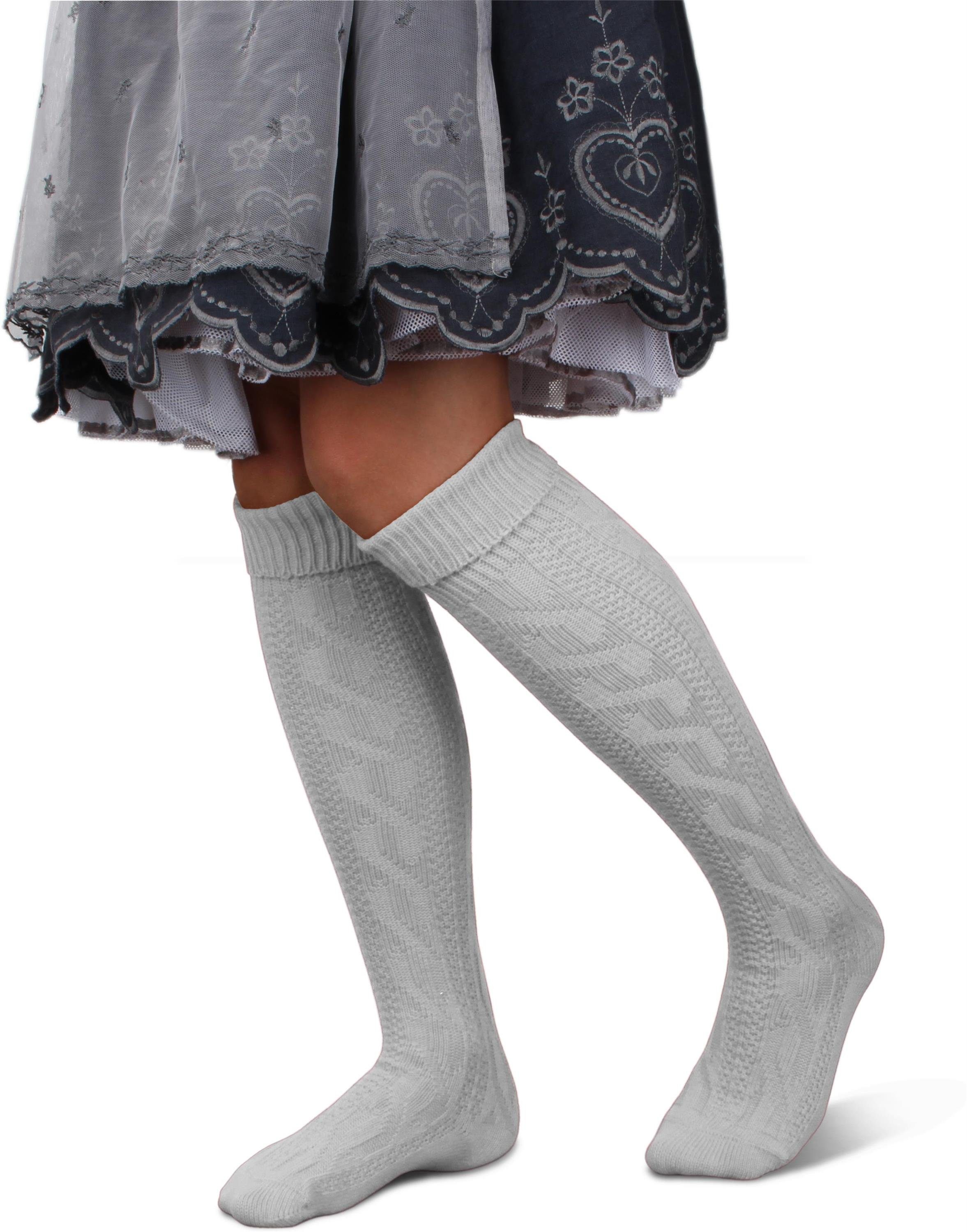 normani Trachtensocken Trachten-Kniestrümpfe (1 Paar) Traditionelles Zopfmuster
