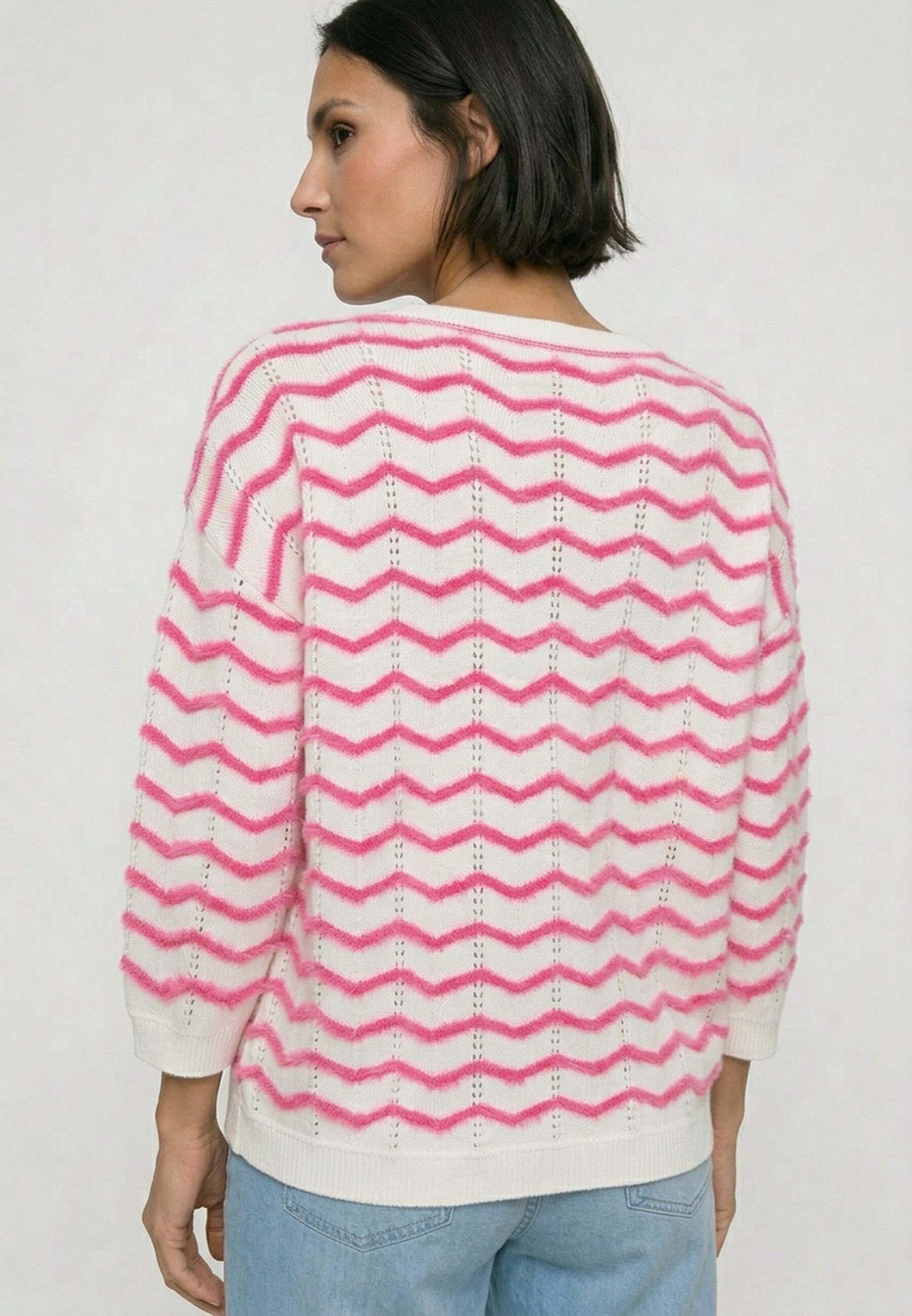 Olsen Strickpullover Pullover mit Allover-Dessin und 3/4-Ärmeln