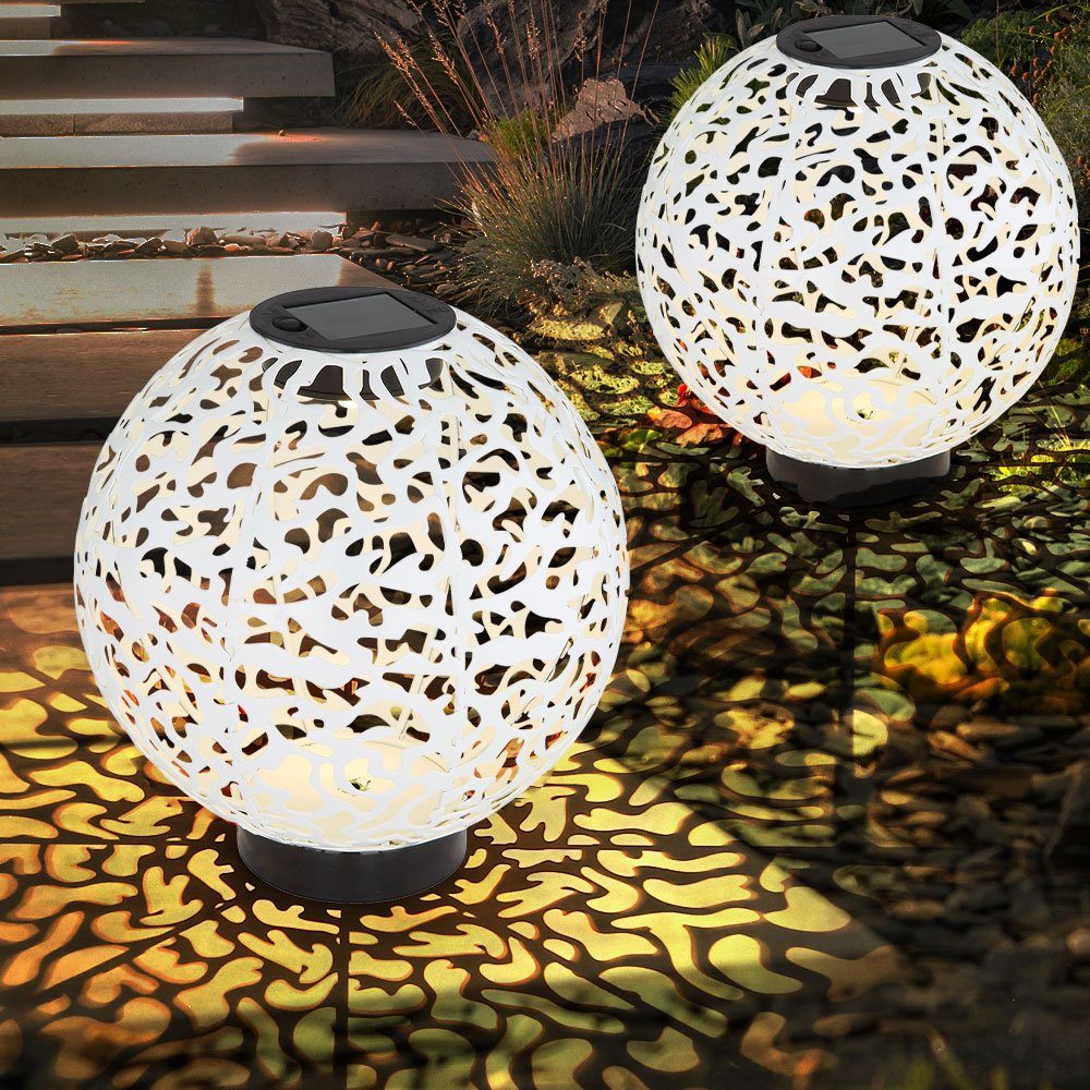 etc-shop Gartenleuchte, LED-Leuchtmittel fest verbaut, Solar Outdoor cm Solarkugel LED Kugel 20 Garten Lampe Balkon Warmweiß