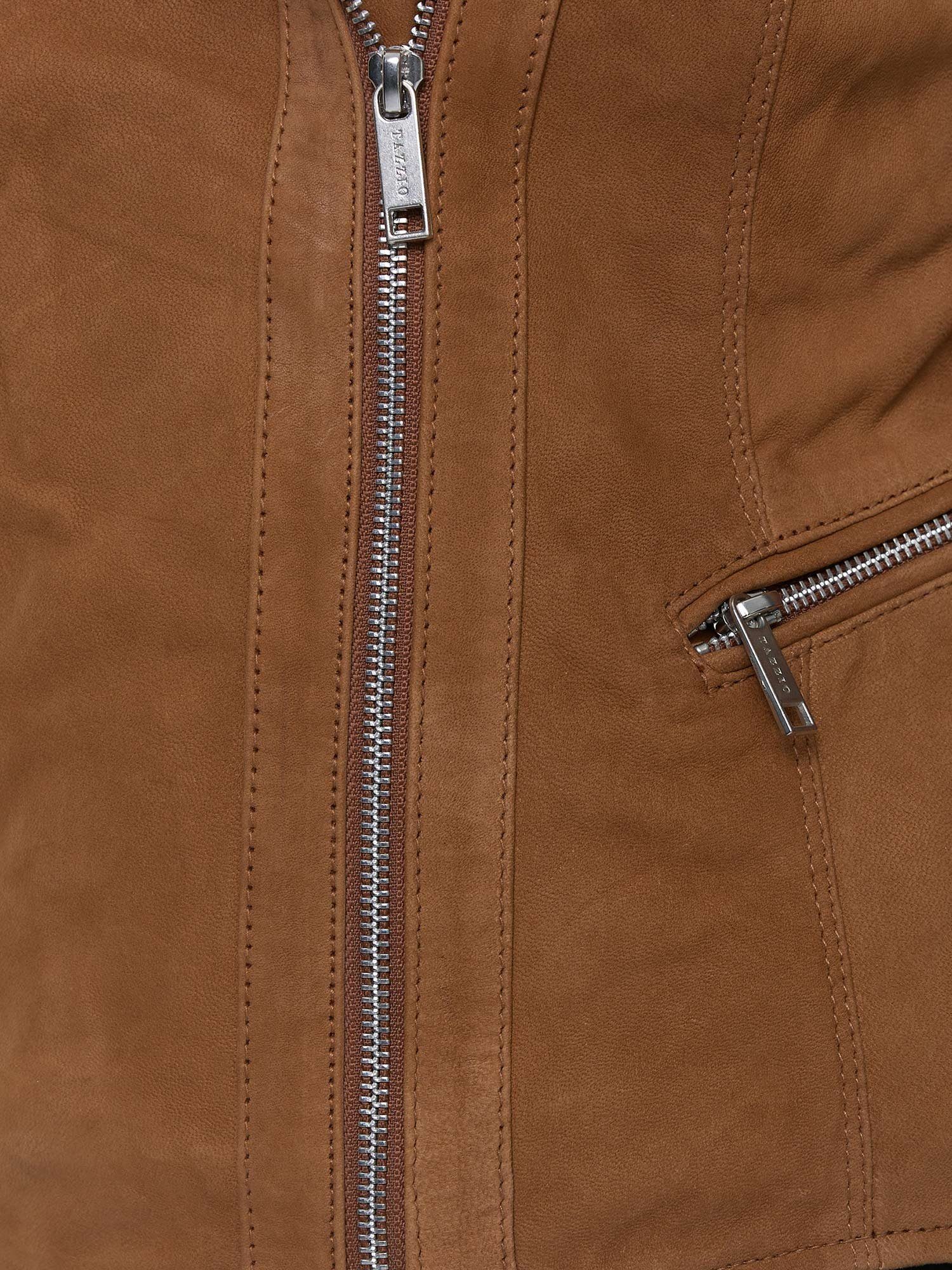 Tazzio Lederjacke F500 Leder mit Biker camel Look im Damen & Zipper-Details Reverskragen Jacke