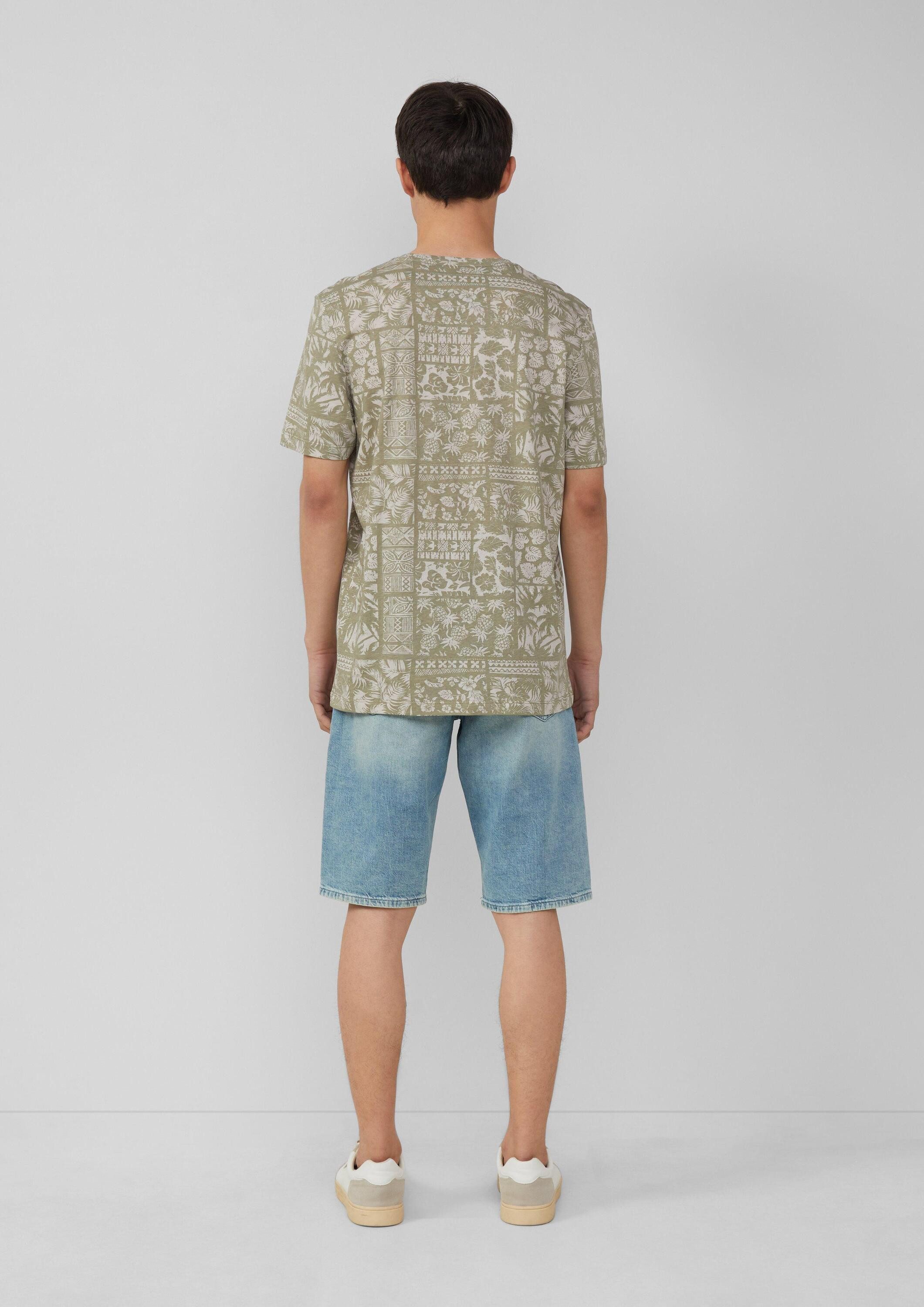 s.Oliver Kurzarmshirt T-Shirt Baumwoll-T-Shirt mit All-over-Print