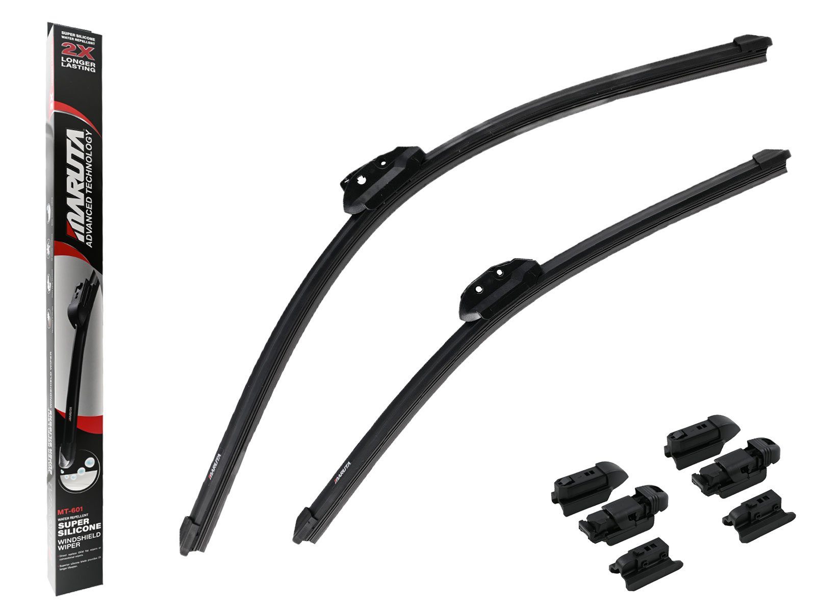 MARUTA Scheibenwischblätter FLAT WIPER SILICONE - Cross Platform, Frontscheibe, (Lotus Perl-Effekt Scheibenwischer SET 550mm / 475mm, universal, vorne, 550 mm - 475 mm), Lotus Perl-Effekt Scheibenwischer SET 550mm / 475mm, universal, vorne