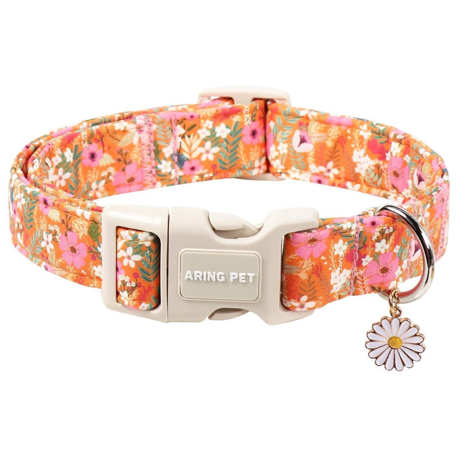 LuxusKollektion Hunde-Halsband Hundehalsband Blumen XS Orange