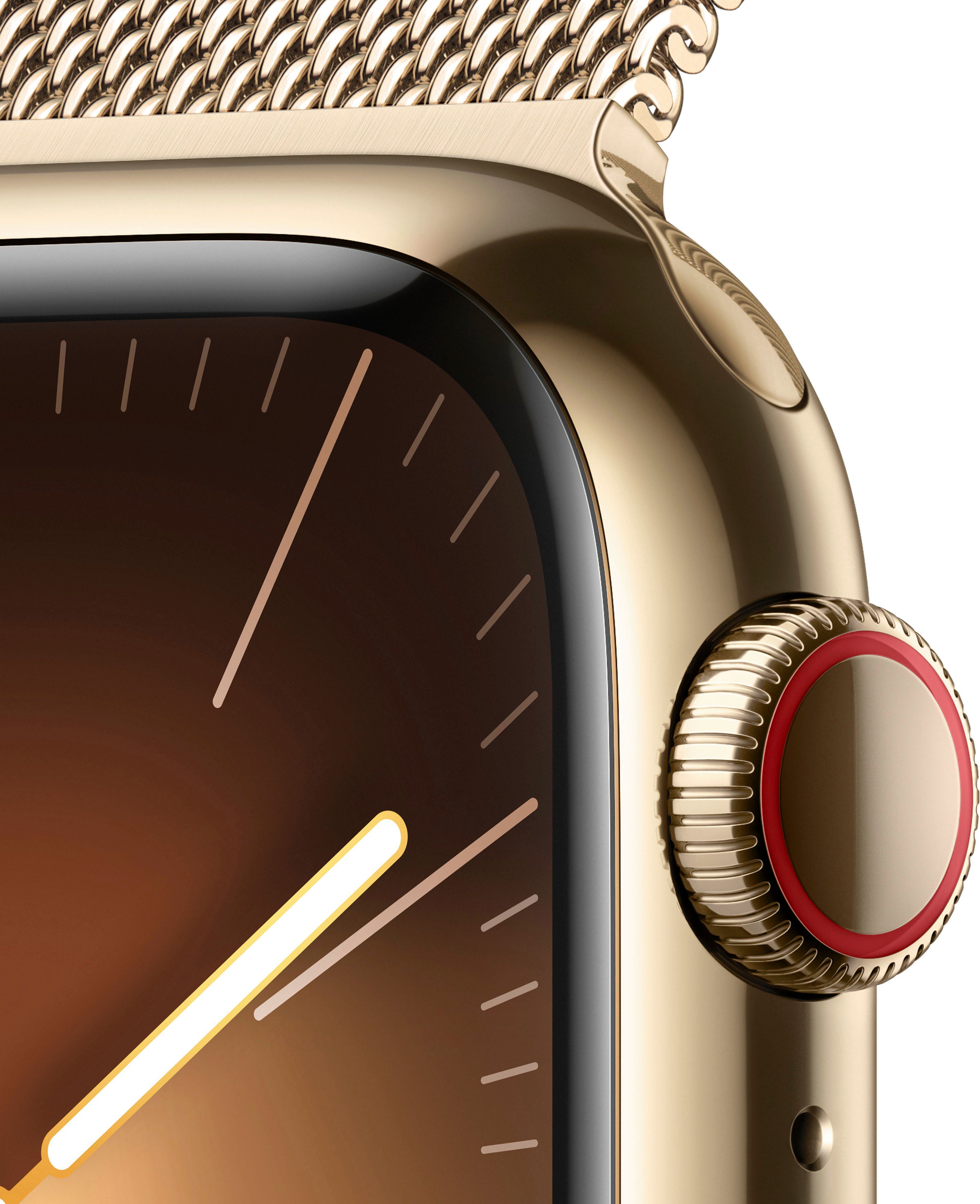 Gold Loop GPS Zoll, 10), Apple | (4,1 Milanese Cellular Series 9 Edelstahl Watch Smartwatch cm/1,61 OS Watch 41mm Gold +