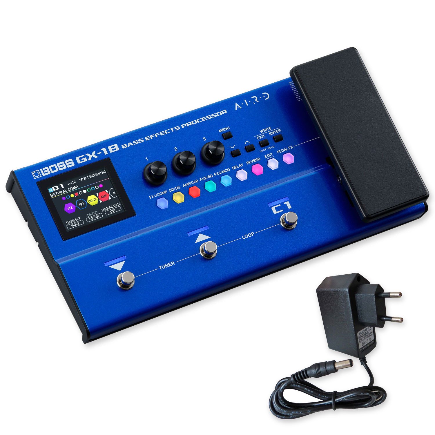 Boss by Roland E-Gitarre Boss Effektgerät GX-1B Multieffekt-Pedal für Bass mit Netzteil, Effektgerät, Bass, Effektgerät, Vorteils-Set mit Netzteil