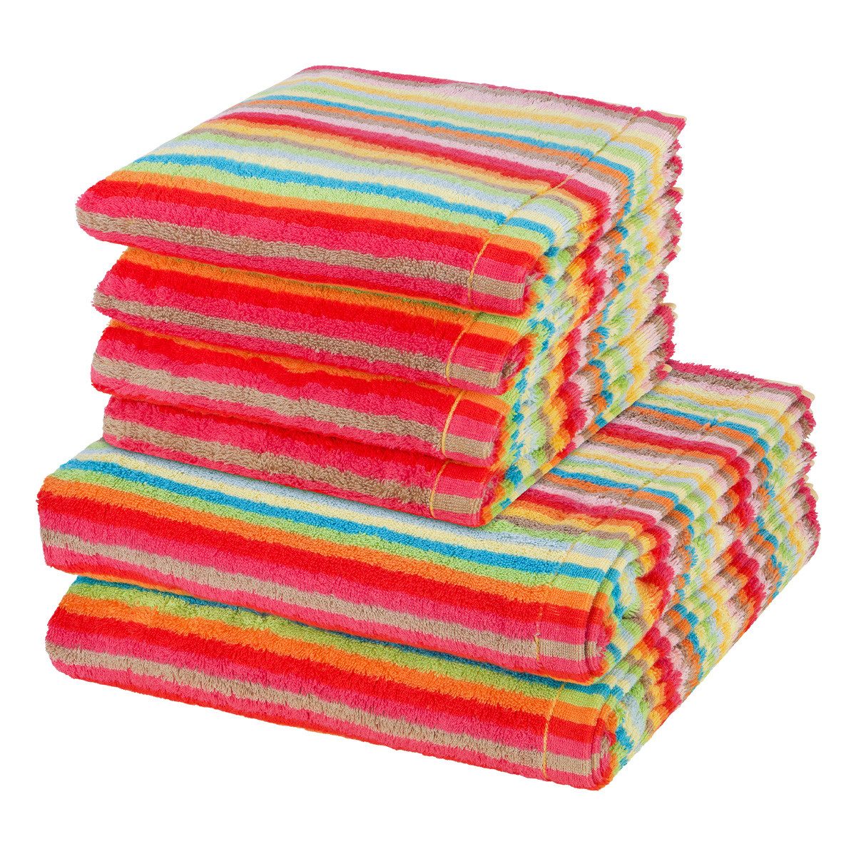 Cawö Handtuch Set Lifestyle, Walkfrottee (Spar-Set, 6-St), 4 X Handtuch 2 X Duschtuch im Set - Baumwolle - Saugstark