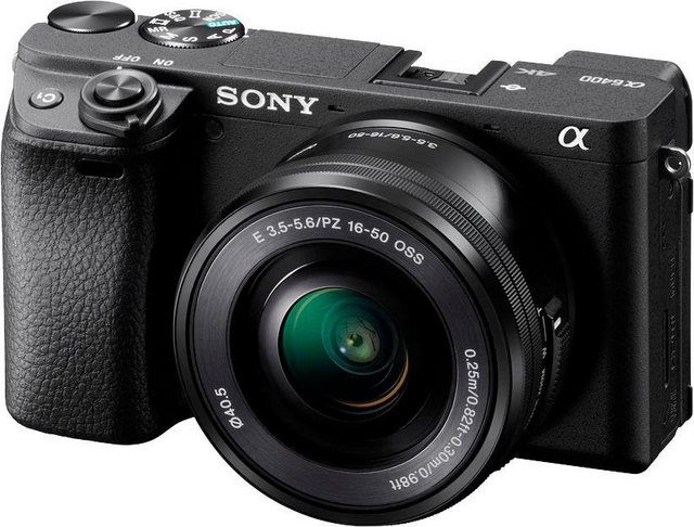 Sony ILCE 6400LB Alpha 6400 E Mount Systemkamera (24,2 MP, Bluetooth, NFC, WLAN (Wi Fi), 4K Video, 180° Klapp Display, XGA OLED Sucher, L Kit 16 50mm Objektiv)  - Onlineshop OTTO