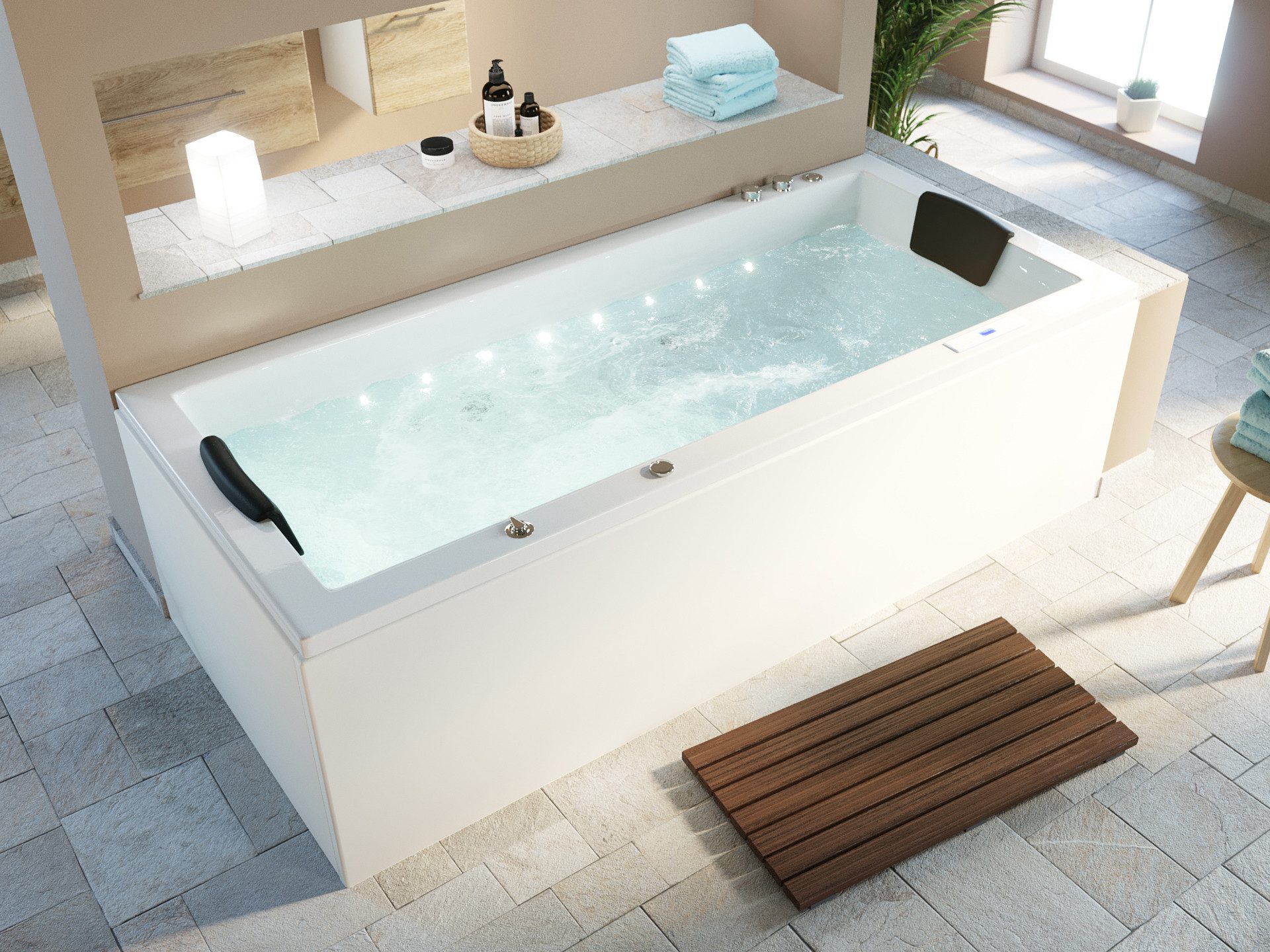 Magnolia Home Whirlpool Deluxe Whirlpool Omega Ultra 190x90 Made in Germany 80 Düsen & LED mit