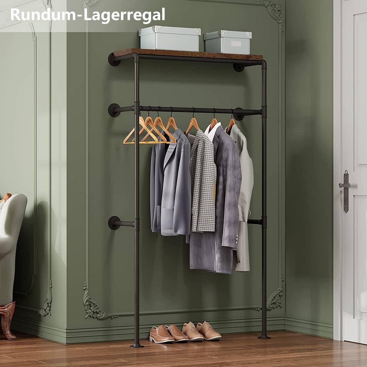 Woltu Kleiderständer, (Set, 2 St), industrielle Kleiderstange Wand günstig online kaufen