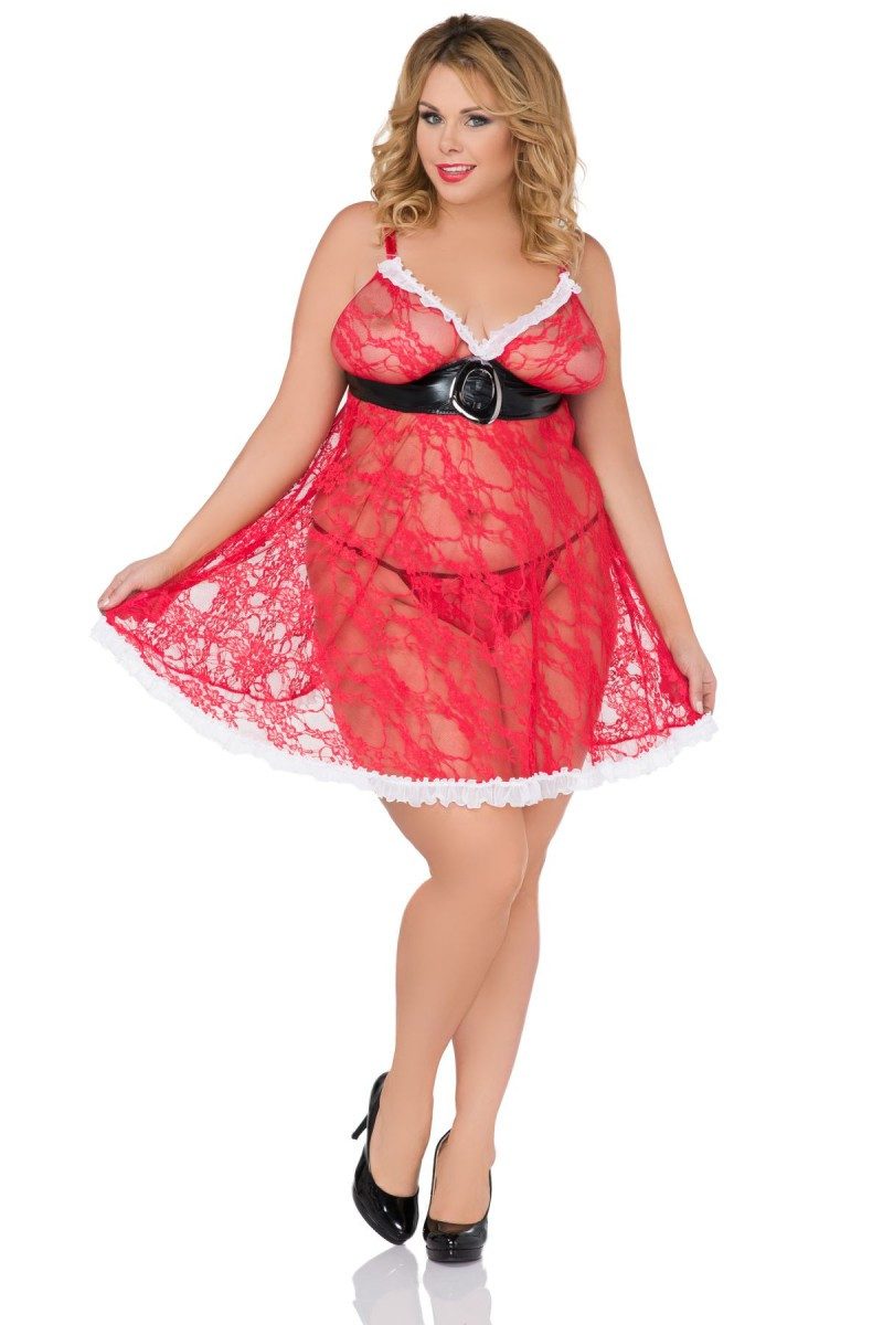 Negligé Andalea - rotes Chemise SB/X04 - (38/40,42/44,46/48,50/52,54/56)